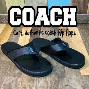 Coach Men's Black Flip Flops Sz 10 🔥🔥🔥🔥🔥